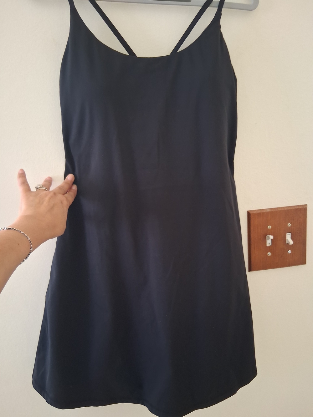 HALARA Simple Black Spaghetti Strap Slip Dress WITH BUILD IN SHORTS Easy Peezy - Picture 4 of 4